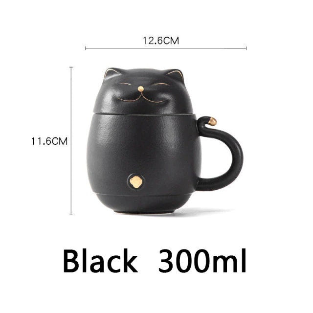 BowLift | Cute cat tea cup made of ceramic with strainer