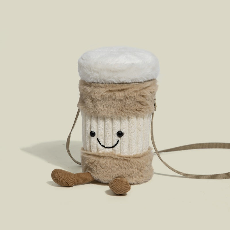BowLift | Cute happy coffee cup holder plush bag