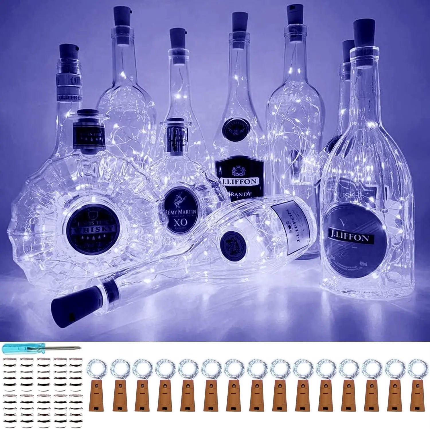 BowLift | DIY Bottle Light with Cork – 20 LED Light Chain for Bottles in Warm White