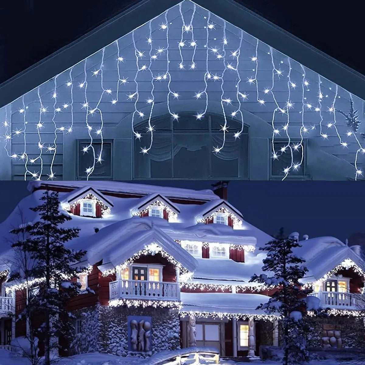 BowLift | Twinkling Icicle String LED Lights | Warm White & Cool White, Extendable for Indoor & Outdoor Holiday Decor