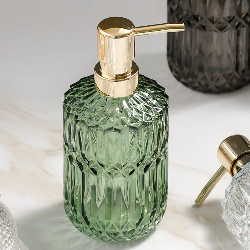 BowLift | Diamond Pattern Glass Soap Dispenser