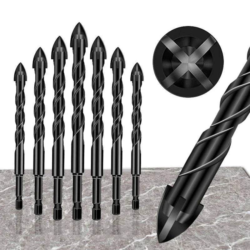 BowLift | Drill Bit Set | 7-Piece Hard Alloy | 4-Edge Cross Design | Tile, Glass & Wood Precision Drilling