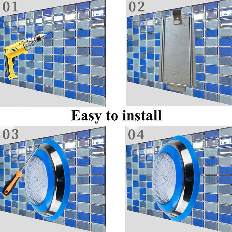 BowLift | 15W LED Stainless Steel Wall Mounted Pool Lighting Landscape Underwater Light (Colored Light + Remote Control)