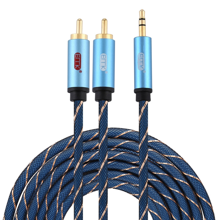BowLift | EMK 3.5mm male jack to 2 x RCA male gold-plated connector speaker audio cable, cable length: 5m (Dark Blue)