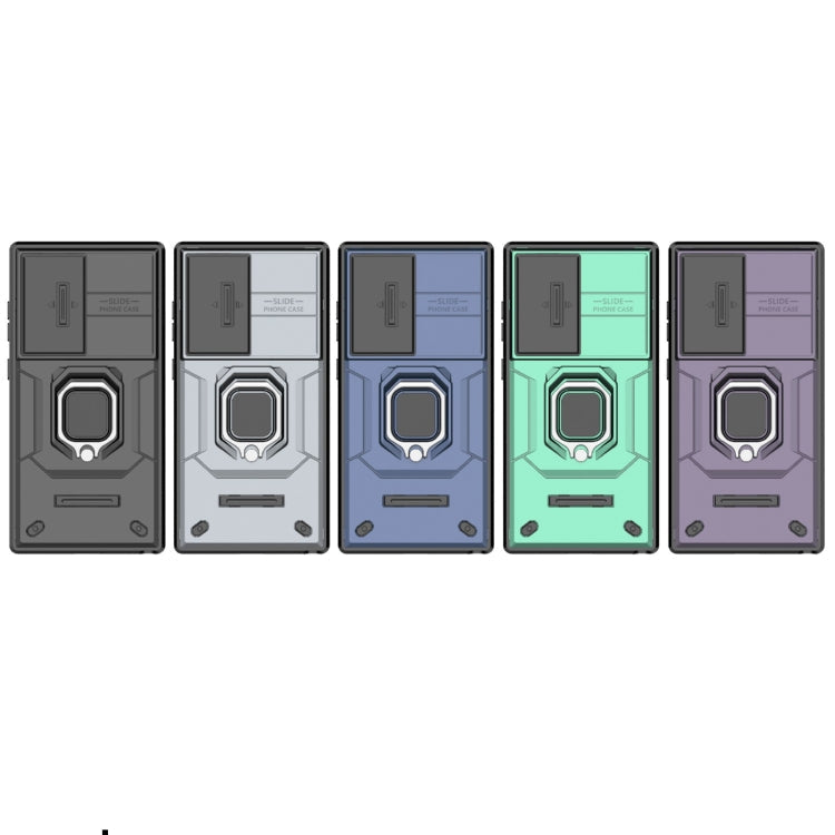 BowLift | For Samsung Galaxy S24 Ultra 5G Sliding Camshield TPU + PC Shockproof Phone Case with Holder (Purple)