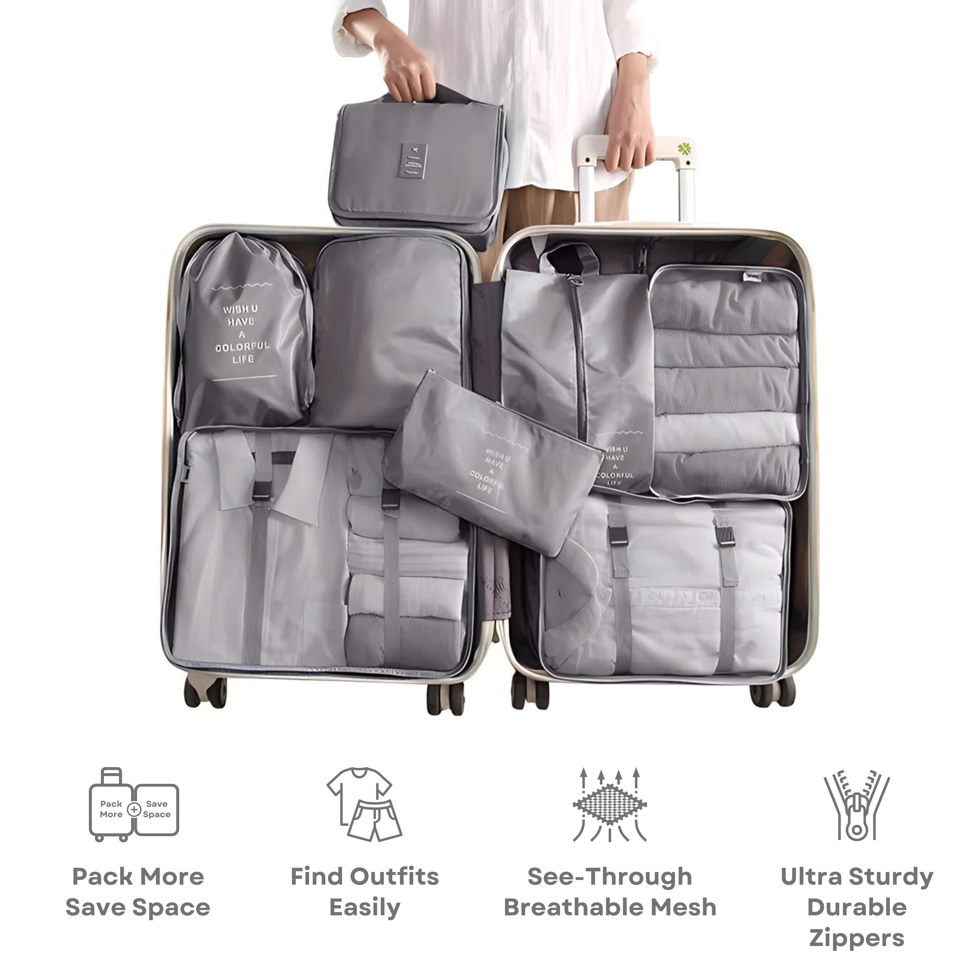 BowLift | Easy-Pack Travel Cubes | 8-Piece Set for Organized Packing & Hassle-Free Travel