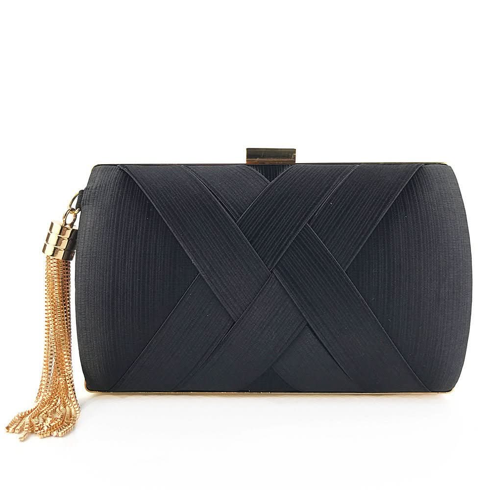 BowLift | Bellavine Satin Evening Clutch | Luxurious Tassel Handbag for Weddings, Galas, and Elegant Evenings