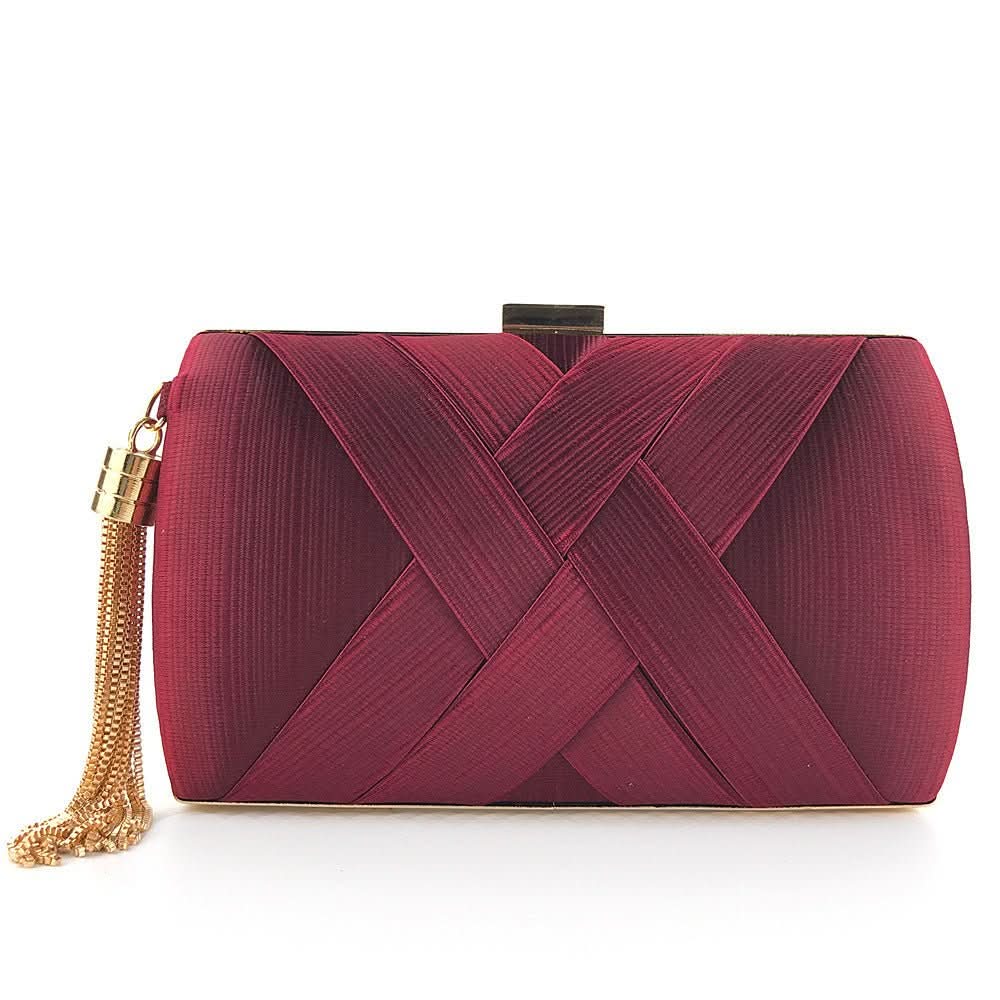 BowLift | Bellavine Satin Evening Clutch | Luxurious Tassel Handbag for Weddings, Galas, and Elegant Evenings