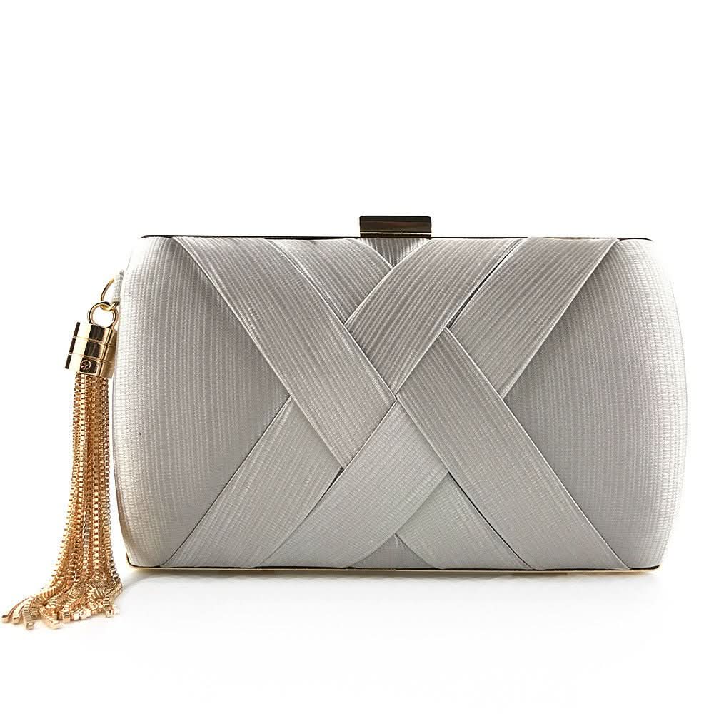 BowLift | Bellavine Satin Evening Clutch | Luxurious Tassel Handbag for Weddings, Galas, and Elegant Evenings