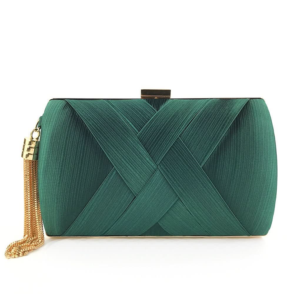 BowLift | Bellavine Satin Evening Clutch | Luxurious Tassel Handbag for Weddings, Galas, and Elegant Evenings