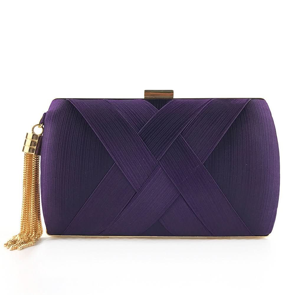 BowLift | Bellavine Satin Evening Clutch | Luxurious Tassel Handbag for Weddings, Galas, and Elegant Evenings