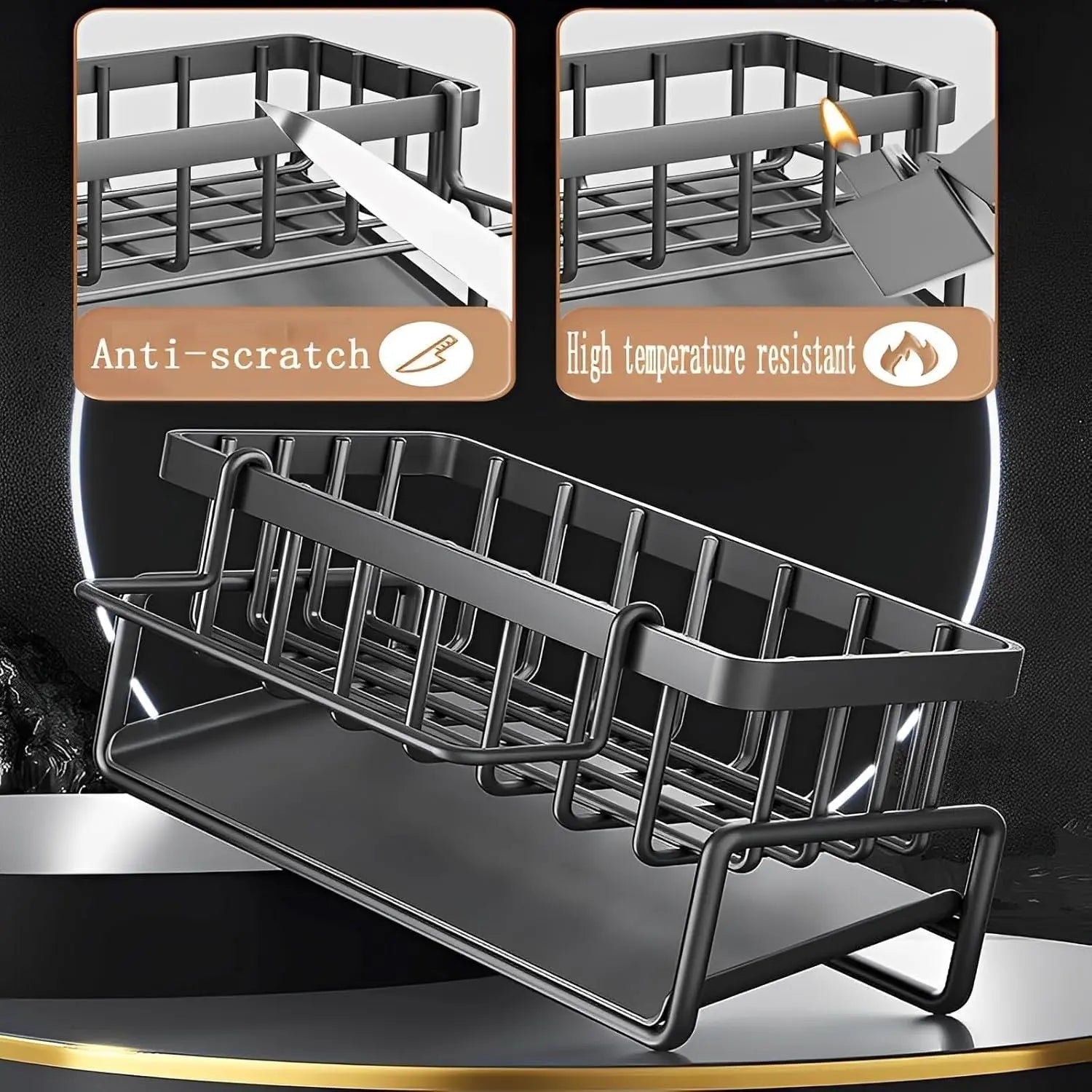 BowLift | Stainless Steel Sink Organizer – With Towel Holder & Drain for Clean Order