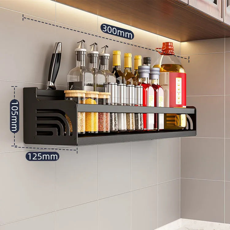BowLift | Stainless Steel Kitchen Shelf for Wall Mounting with Hooks and Knife Holder – Ideal for a Tidy Kitchen