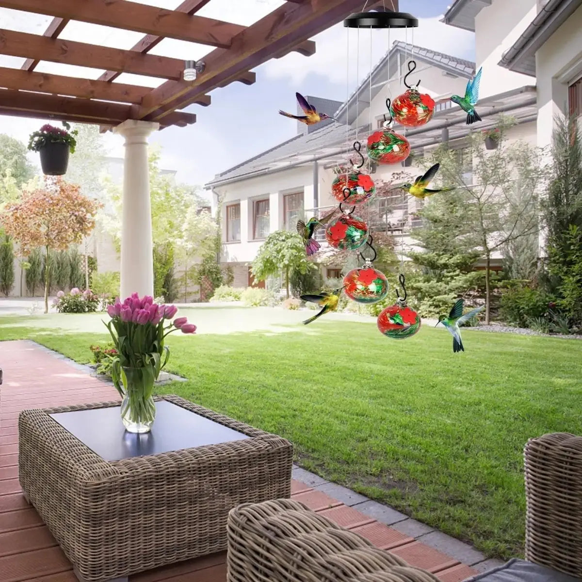 BowLift | Elegant Hummingbird Feeder Station with Wind Chimes – Effortlessly Attracts Birds