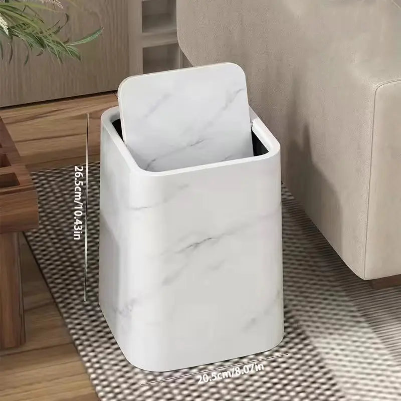 BowLift | Elegant trash can in marble design with swing lid