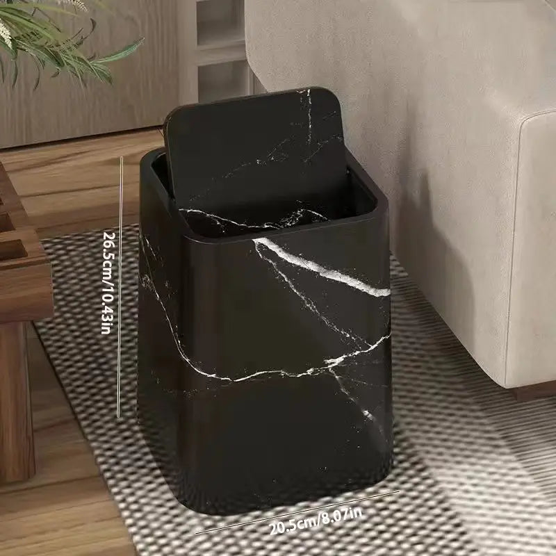BowLift | Elegant trash can in marble design with swing lid