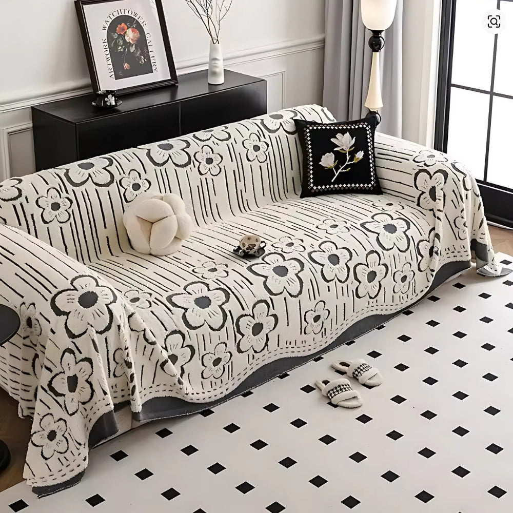 BowLift | Embroidered Flower Soft Sofa Cover