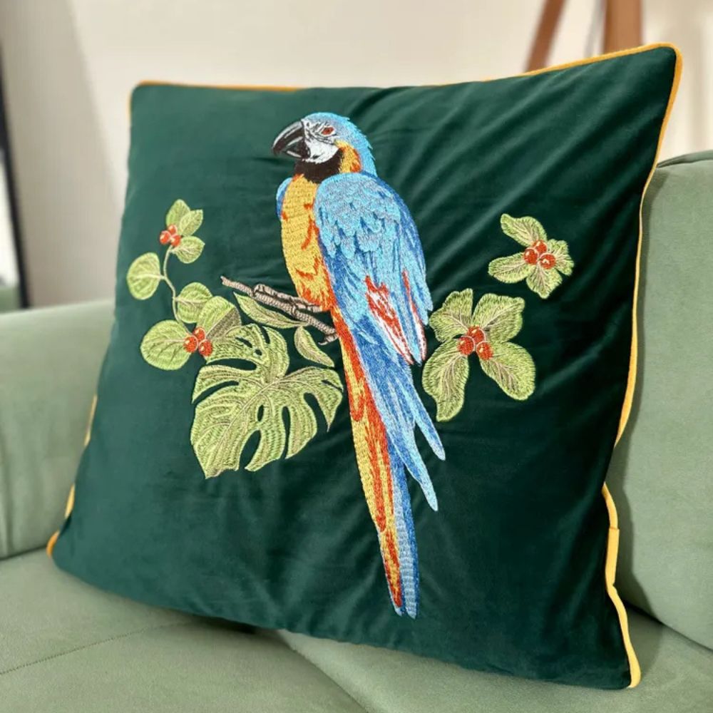 BowLift | Embroidered Parrot Cushion