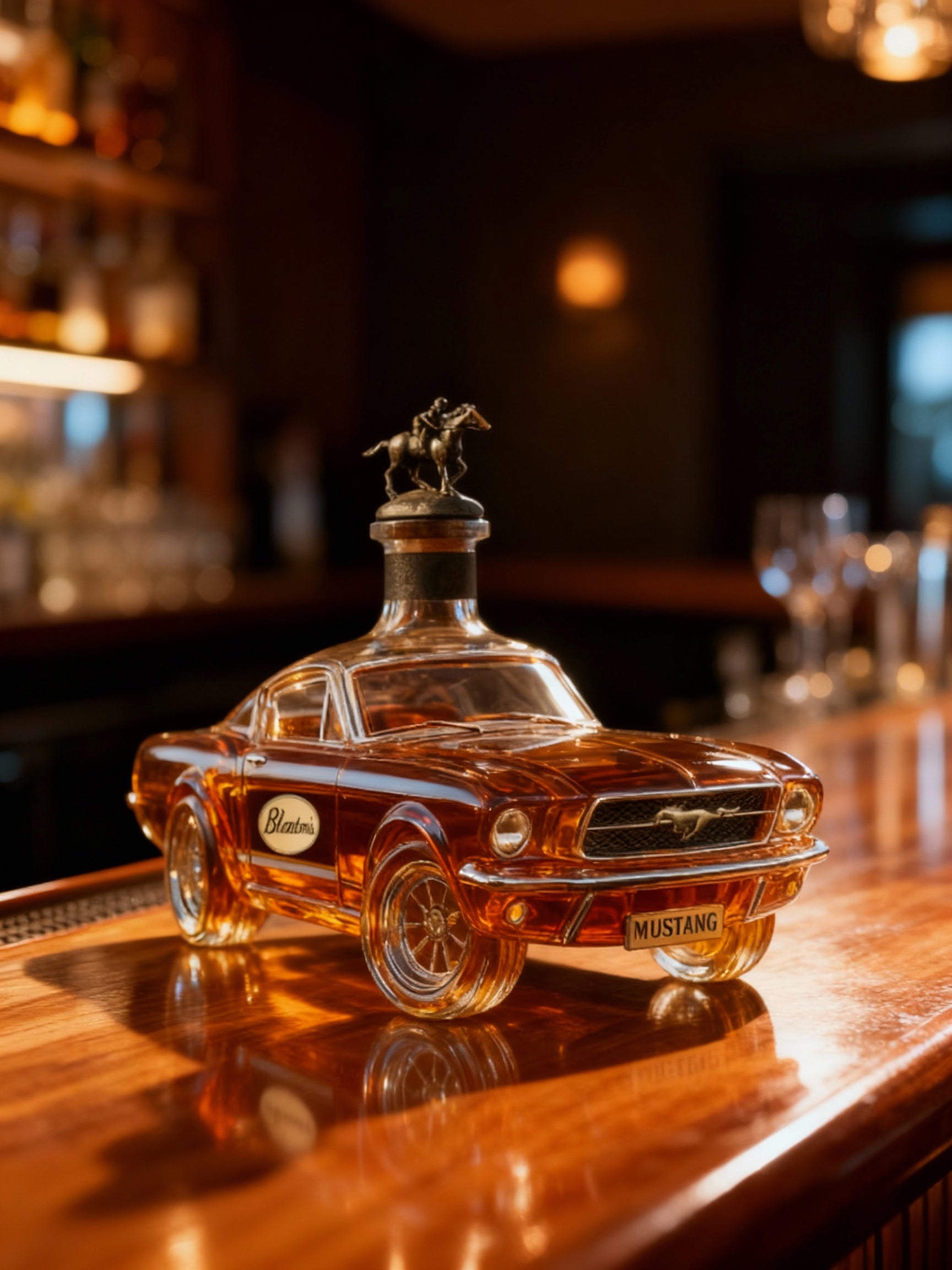 BowLift | Mustang Car Shaped Whiskey Decanter | 3D Design Glass Decanter for Spirits | Home Bar Use