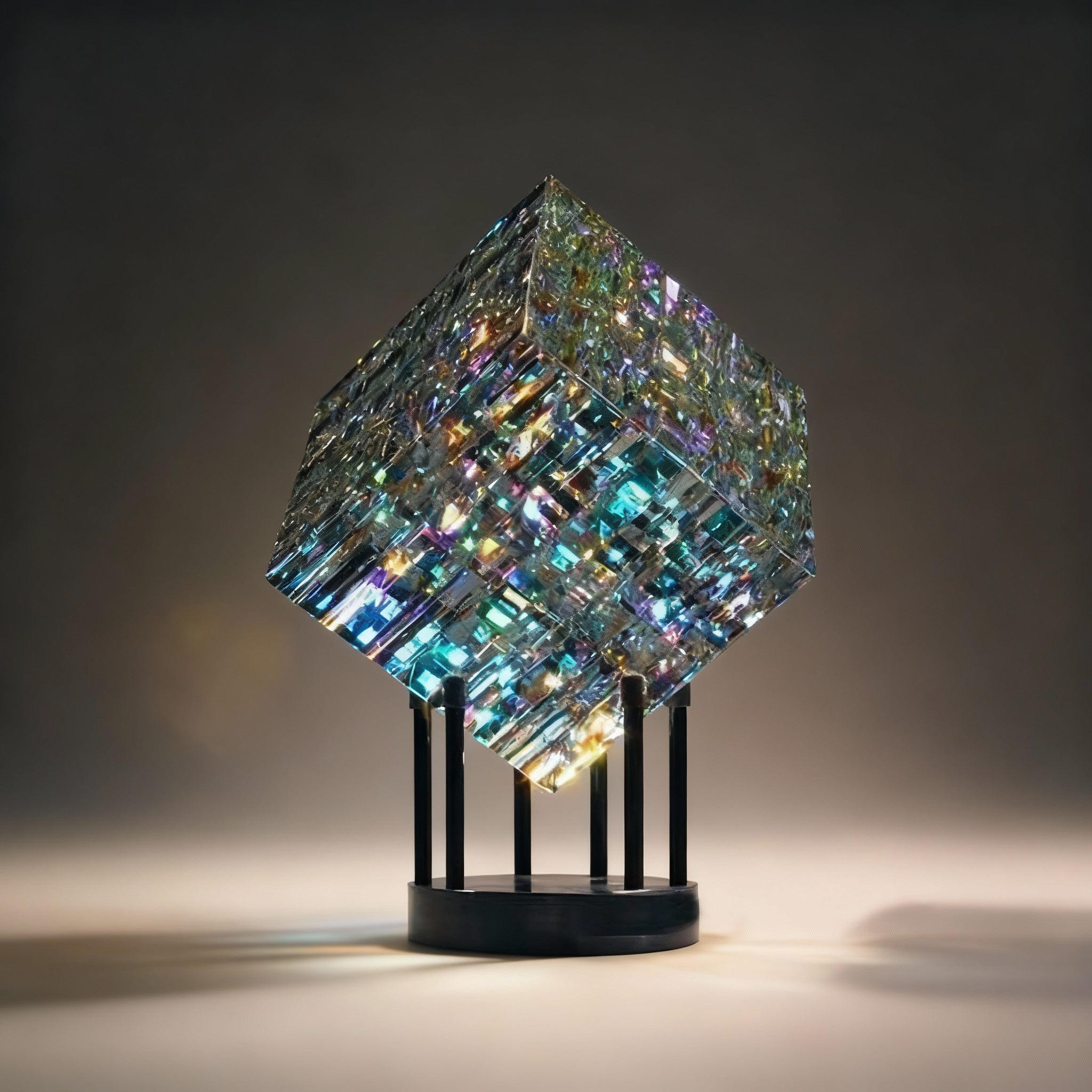 BowLift | ChromaticCube Crystal Rainbow Refraction Art | Modern Desk Decor & Centerpiece