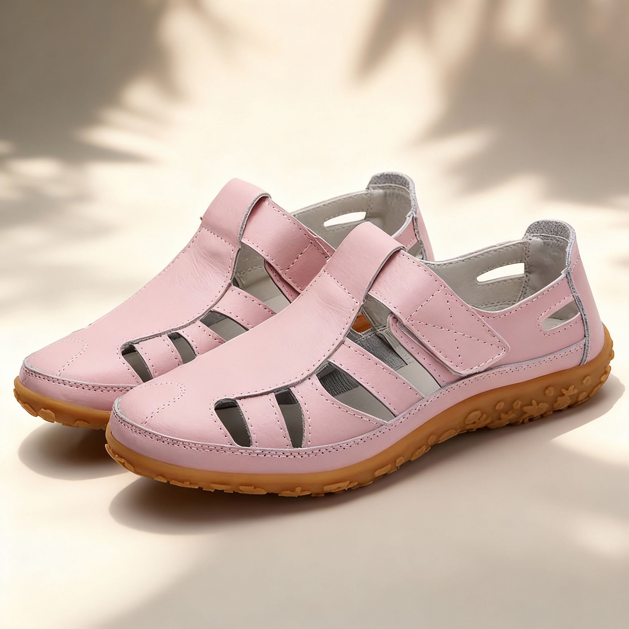 BowLift | Orthopedic Retro Sandals | Split Leather Anti-Slip Flats | Anatomical Arch Support | Shock-Absorbing Rubber Outsole | Diabetic-Friendly Wide Toe Box | Slip-On Ergonomic Footwear