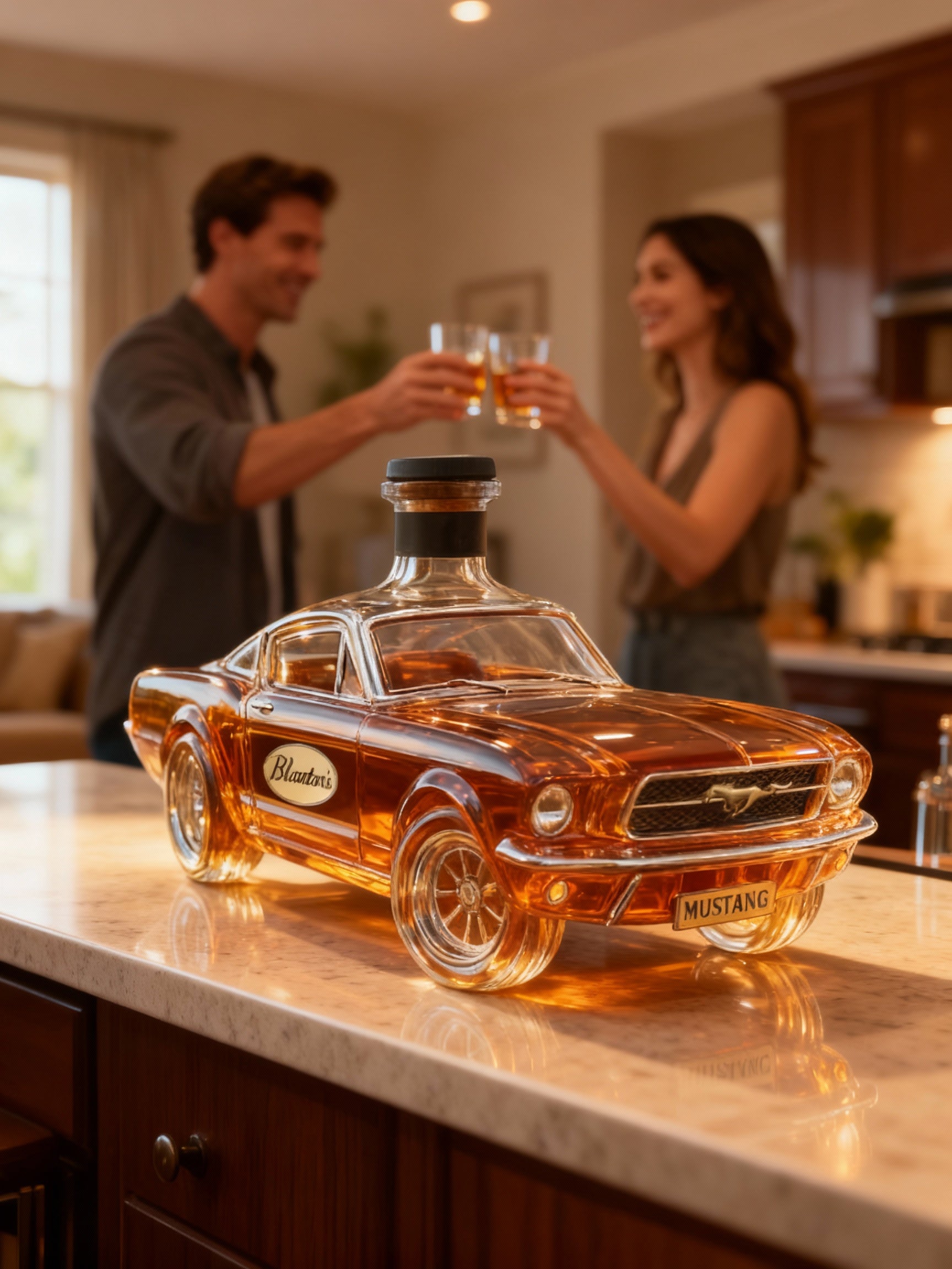 BowLift | Mustang Car Shaped Whiskey Decanter | 3D Design Glass Decanter for Spirits | Home Bar Use
