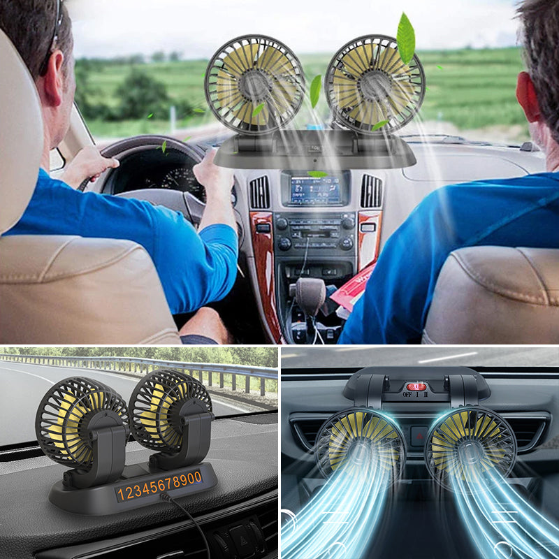 BowLift | Dual Head Car Auto Cooling Air Circulator Fan