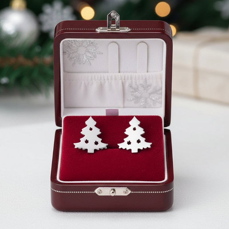 BowLift | Elegant 925 Silver Christmas Stud Earrings with Festive Shine