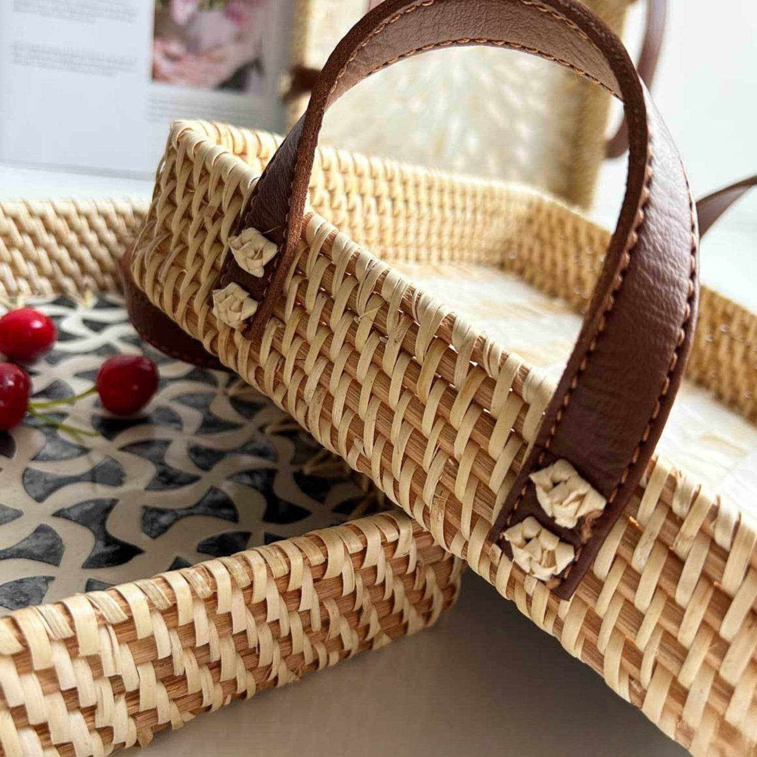 BowLift | Farmhouse Rattan Tray in Assorted Patterns