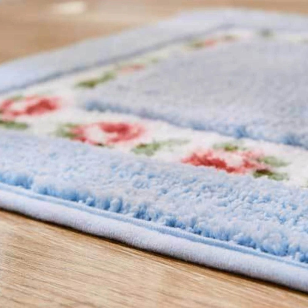 BowLift | Floral Oval Plush Bath Mat