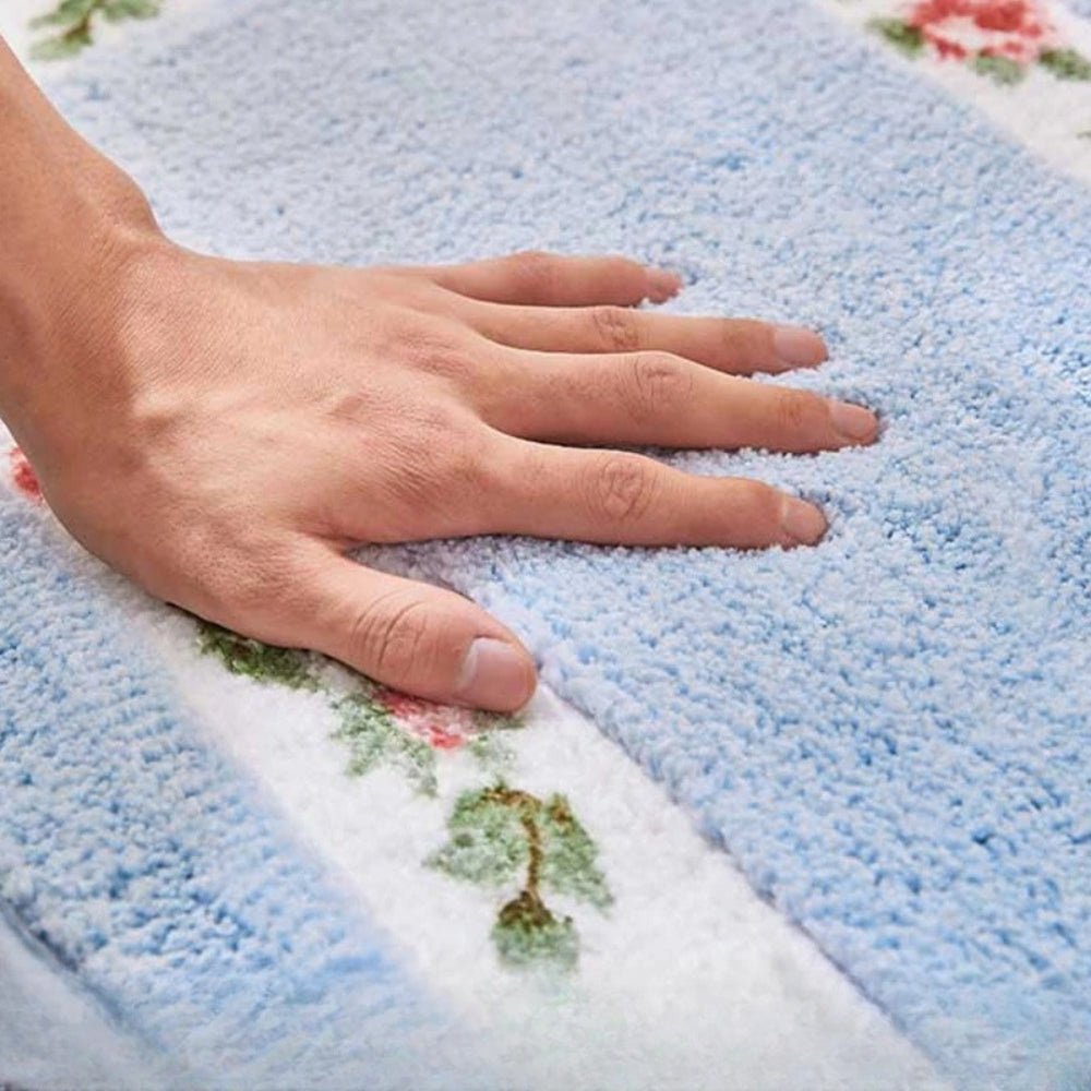 BowLift | Floral Oval Plush Bath Mat