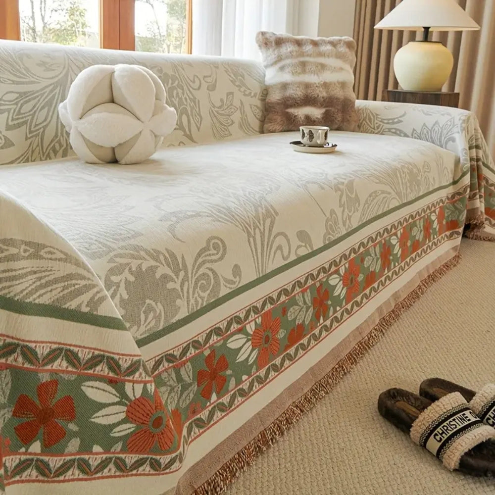 BowLift | Floral Tasseled Boho Sofa Cover