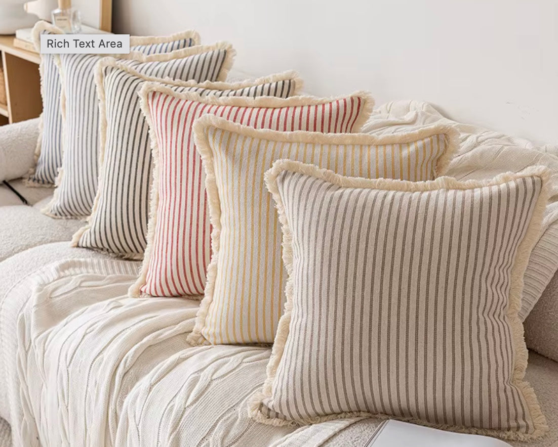 BowLift | Elegant Pillowcase with Jacquard Pattern and Fringes - Cotton-Linen Blend