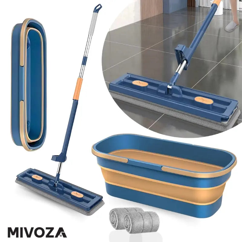 BowLift | Hands-free set of flat mop and bucket for effortless floor cleaning