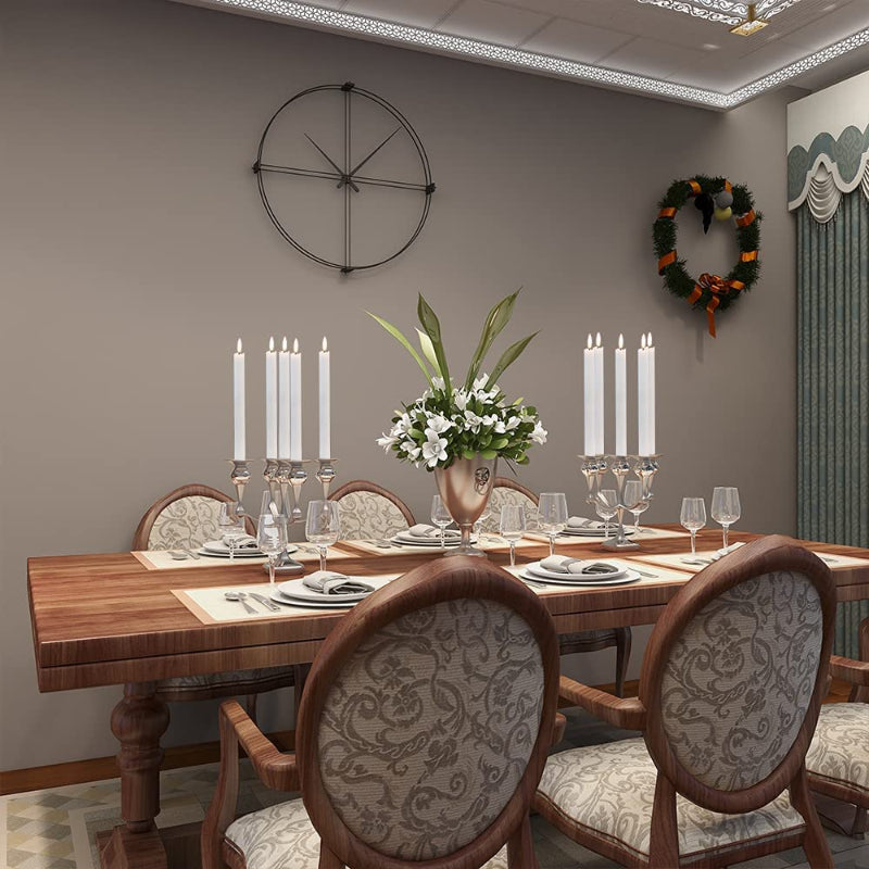 BowLift | Flame-free flickering taper candles with 2 remote controls and timer, real wax 3D wick light window candles battery-operated, Christmas home wedding decor