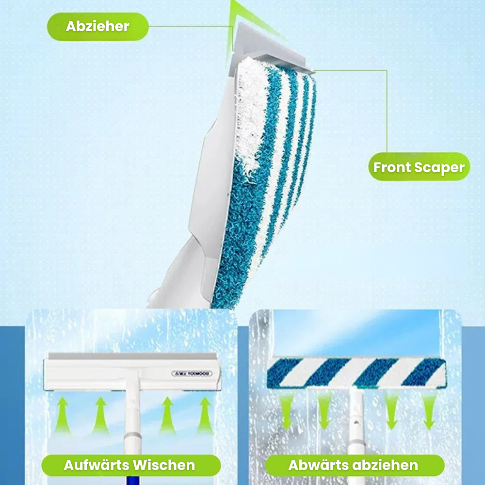 BowLift | 3-in-1 Rotatable Window Cleaner with Telescopic Handle and Spray Function