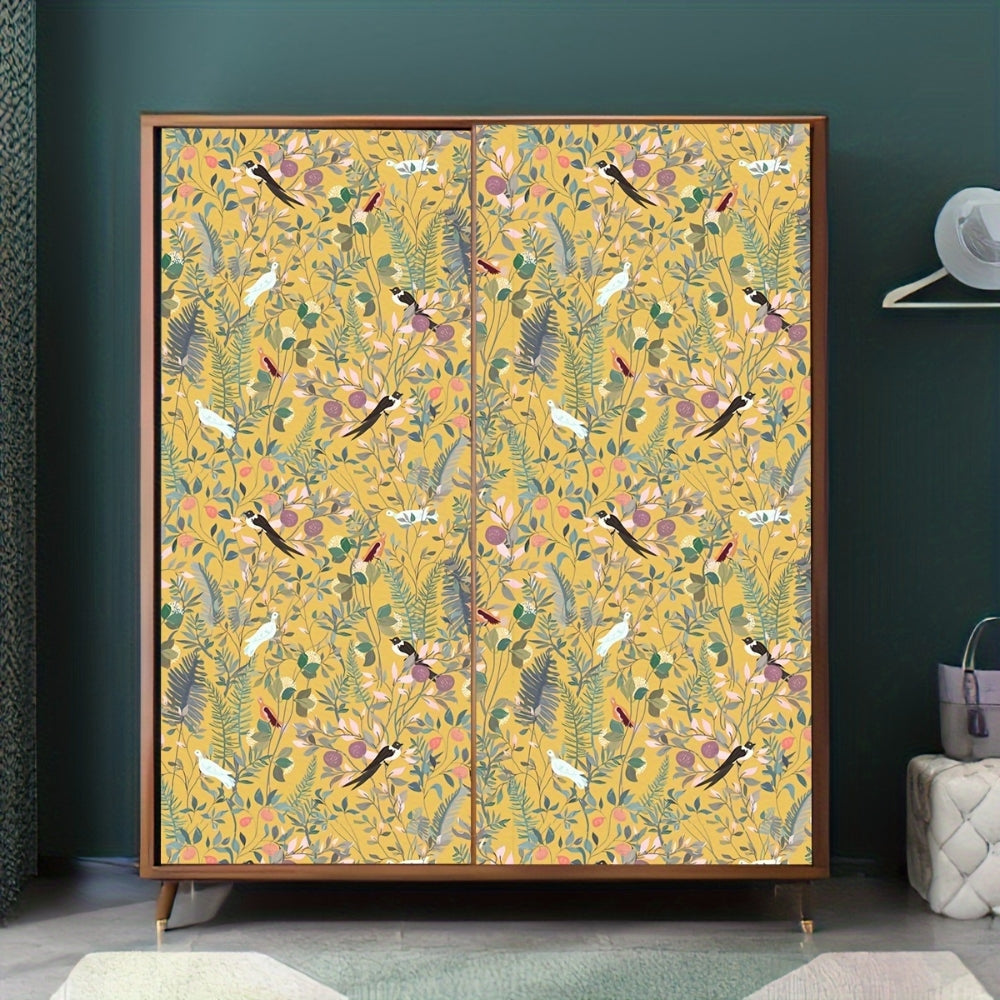 BowLift | Golden Canopy Bird and Leaf Peelable Wallpaper