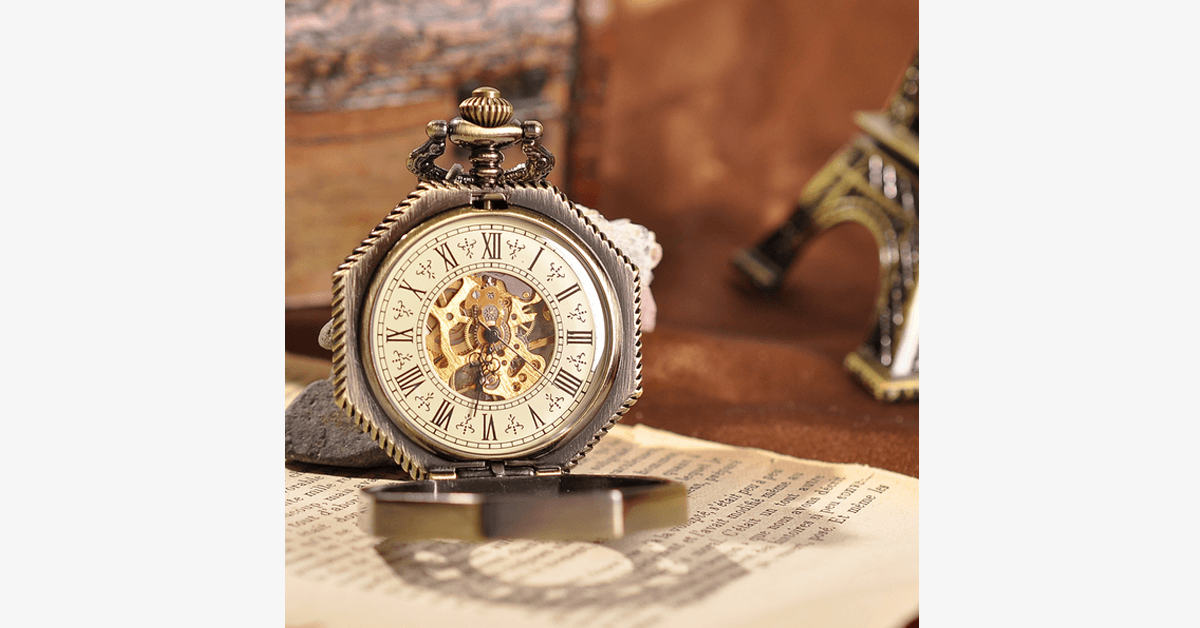 BowLift | Golden Treasure Mechanical Pocket Watch - Vintage and Antique Look with an Admirable Design