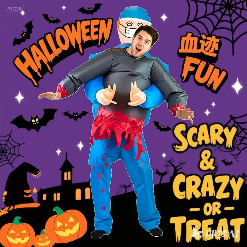 BowLift | Inflatable Halloween Surgeon Costume with Ghost – Funny & Creepy Adult Costume