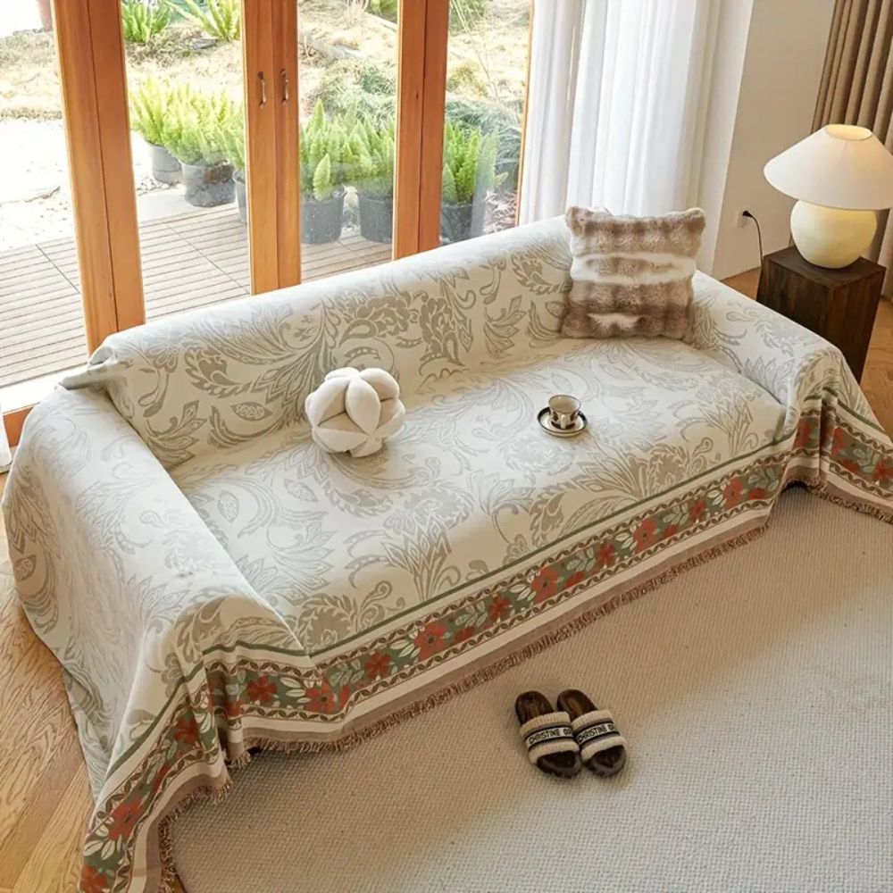 BowLift | Floral Tasseled Boho Sofa Cover