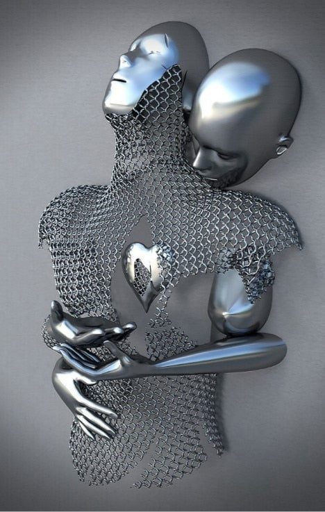 BowLift | Metal Figure Statues Styles Abstract Canvas Painting Couples Wall Art Love Sculpture Poster Print Home Decor Living Room Gifts