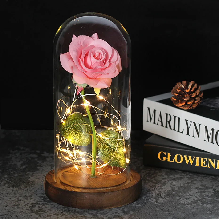BowLift | Eternal Rose in Glass Dome | Handpicked, LED Lit & Ideal for Romantic Gifts and Home Decor