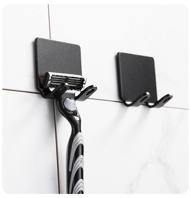 BowLift | Punch-free Razor Holder Storage Hook (1/2/3 Pieces) - Wall Mounted Men's Razor Shelf for the Bathroom