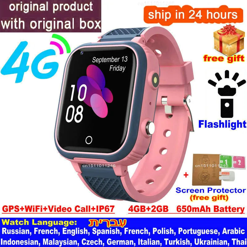 BowLift | LT21 4G Kids Smartwatch with GPS, WiFi, Video Call, SOS, IP67 waterproof - Kids safety tracker and location monitoring cell phone watch