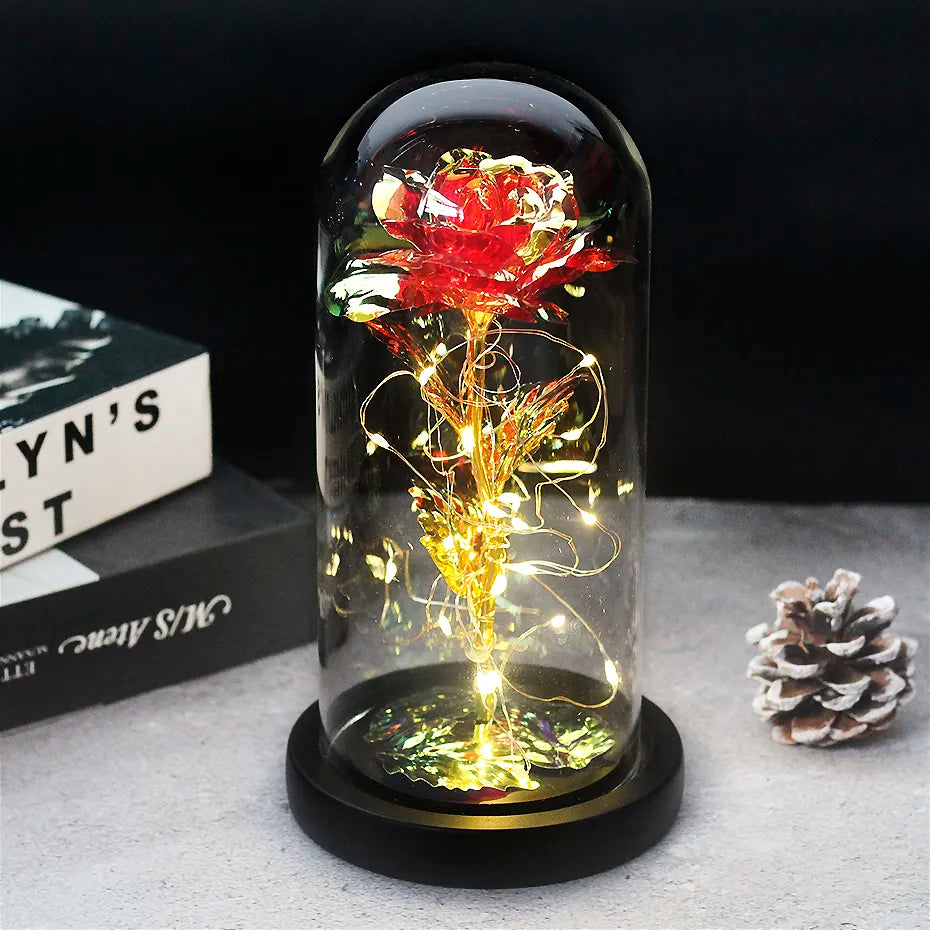 BowLift | Eternal Rose in Glass Dome | Handpicked, LED Lit & Ideal for Romantic Gifts and Home Decor