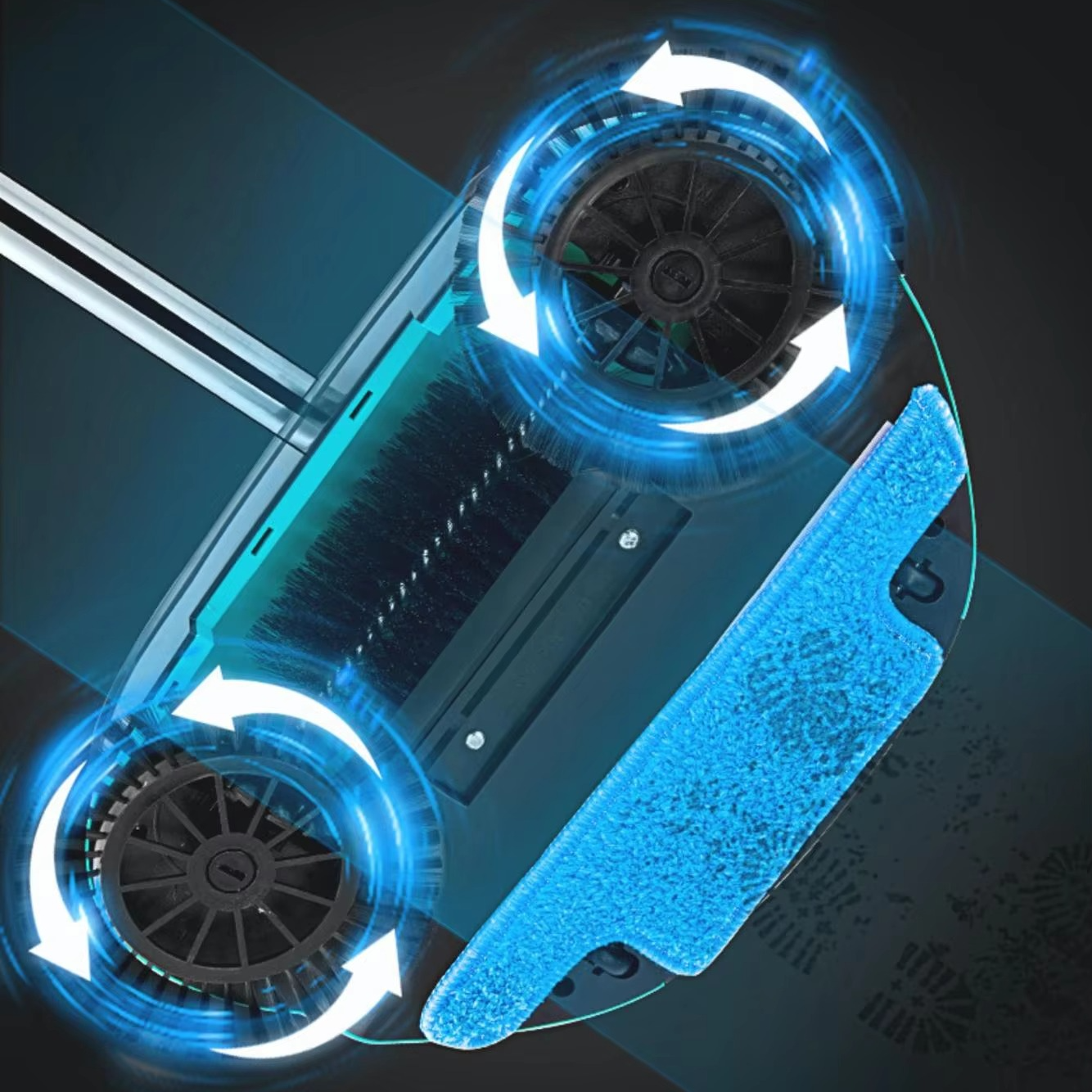 BowLift | 3-in-1 Stainless Steel Push Broom with Dustpan and Scraper for Easy Home Cleaning