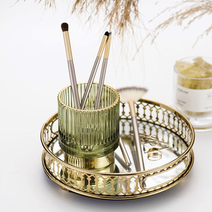 BowLift | Elise Gold Foil Glass Makeup Halter & Organizer