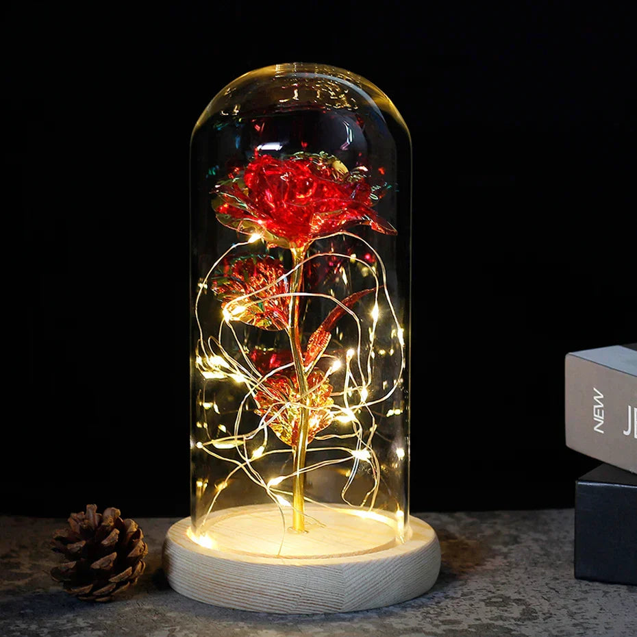BowLift | Eternal Rose in Glass Dome | Handpicked, LED Lit & Ideal for Romantic Gifts and Home Decor