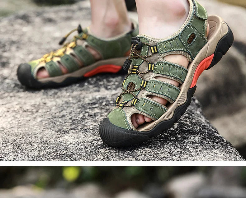 BowLift | Summer Men's Outdoor Sandals Beach Shoes Genuine Leather Trekking Hiking