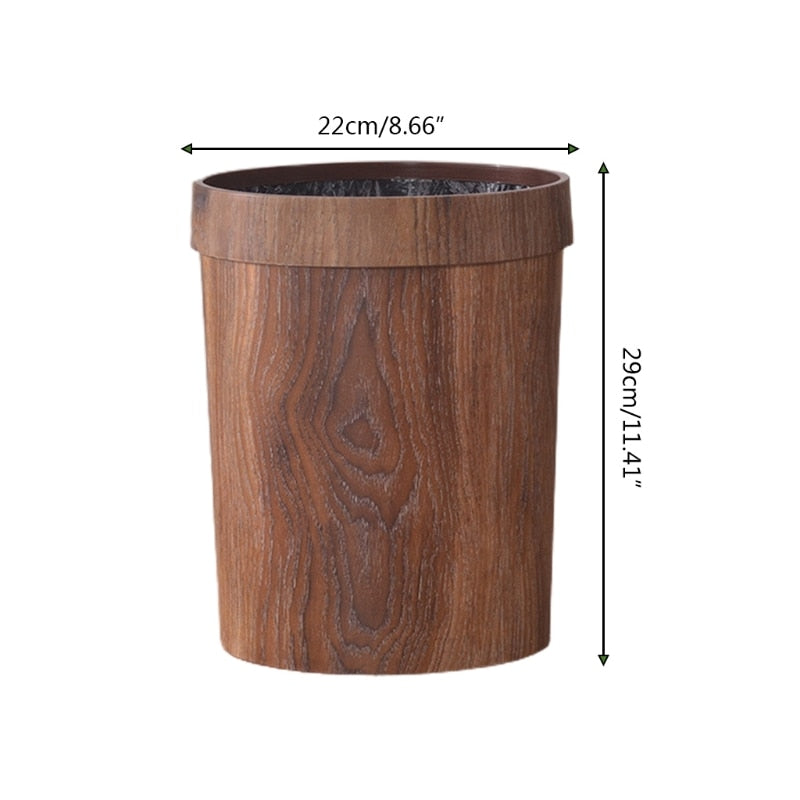 BowLift | Elegant Retro Wood Grain Trash Can